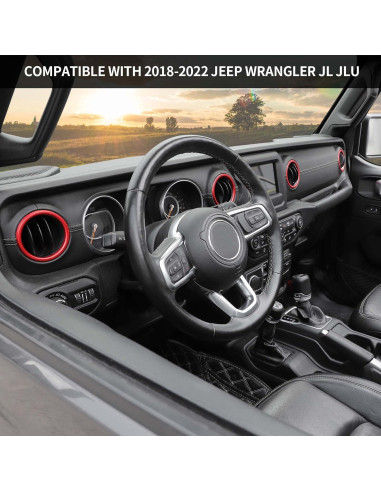 Cubierta de aire acondicionado Hoolcar para Jeep Wrangler JL 2018-2022, Rojo, 4 piezas