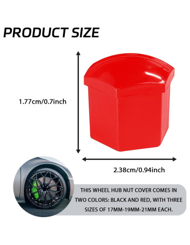 20 Cubiertas de Tuercas de Rueda QQWD 17mm Rojo