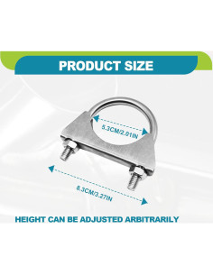 Abrazaderas U-Bolt de acero inoxidable 2" KEVWR - Paquete de 2 2