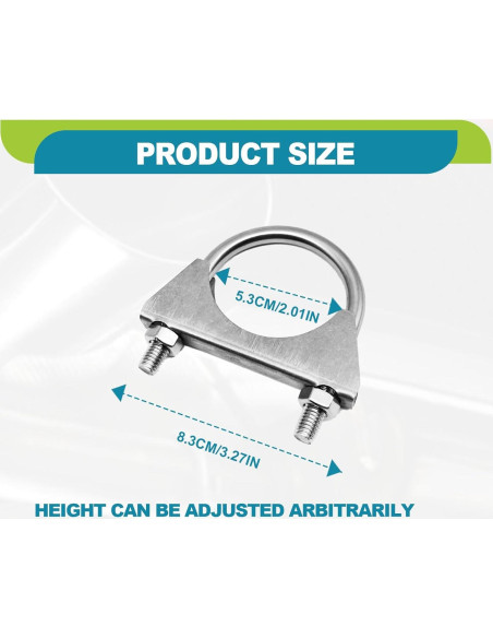 Abrazaderas U-Bolt de acero inoxidable 2" KEVWR - Paquete de 2
