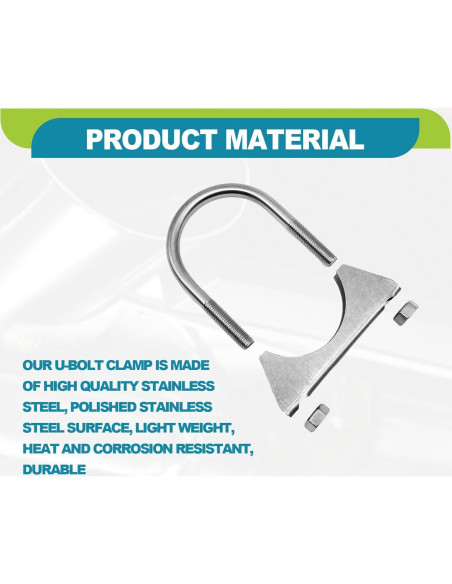 Abrazaderas U-Bolt de acero inoxidable 2" KEVWR - Paquete de 2