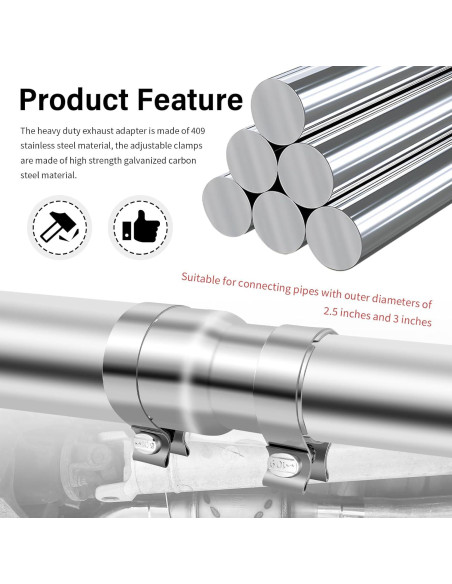 Adaptador de Escape Figpade 2.5 a 3 Pulgadas con Abrazaderas