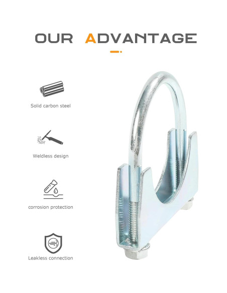 Abrazaderas de Escape SCUARI 3" Acero al Carbono 2 Pcs