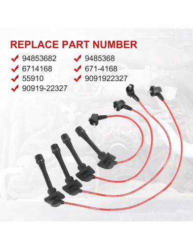 Juego de Cables de Bujías 5MM JDMSPEED para Toyota y Geo