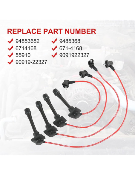 Juego de Cables de Bujías 5MM JDMSPEED para Toyota y Geo