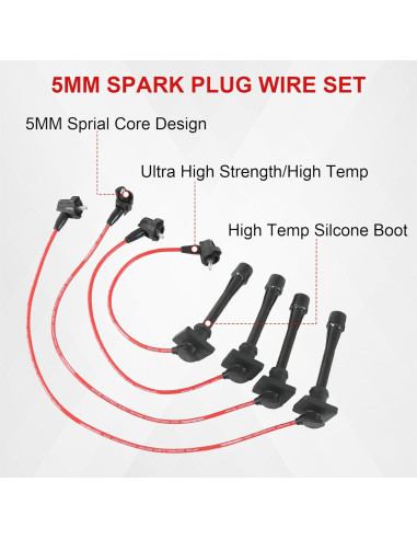 Juego de Cables de Bujías 5MM JDMSPEED para Toyota y Geo