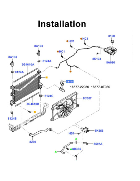 Conector de Radiador Aluminio Locozi para Corolla 2009-2017