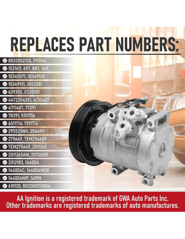 Compresor de Aire Acondicionado AA Ignition Toyota 1.8L