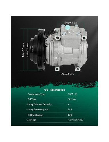 Compresor de AC SCITOO para Toyota Corolla 1.6L 1989-1997