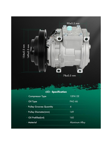 Compresor de AC SCITOO para Toyota Corolla 1.6L 1989-1997