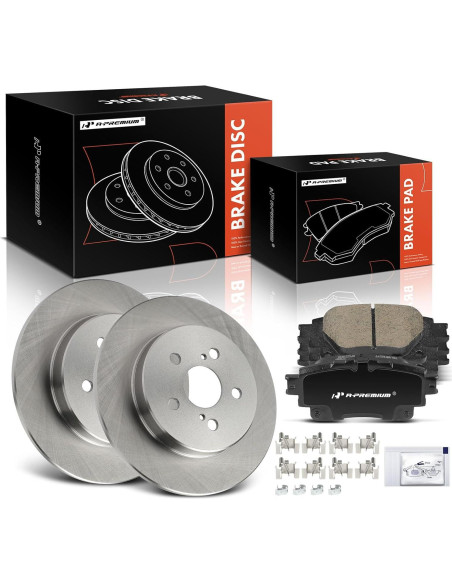Discos de Freno Sólidos A-Premium + Pastillas Cerámicas Toyota Corolla 2019-2022