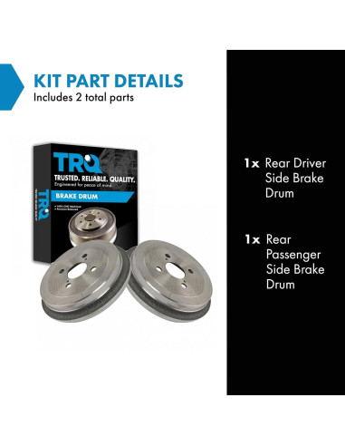 Kit de tambores de freno TRQ 2 piezas para Toyota Yaris
