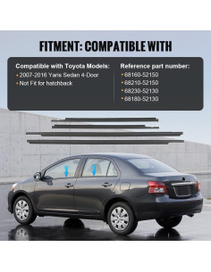 Moldura de Ventana GZYF para Toyota Yaris Sedán 2007-2016 2