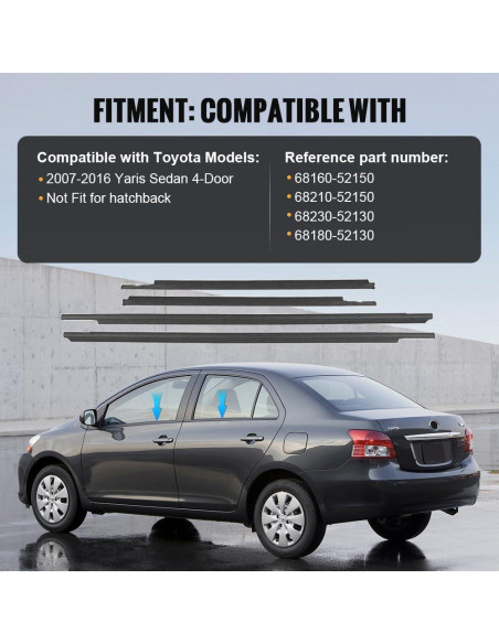 Moldura de Ventana GZYF para Toyota Yaris Sedán 2007-2016