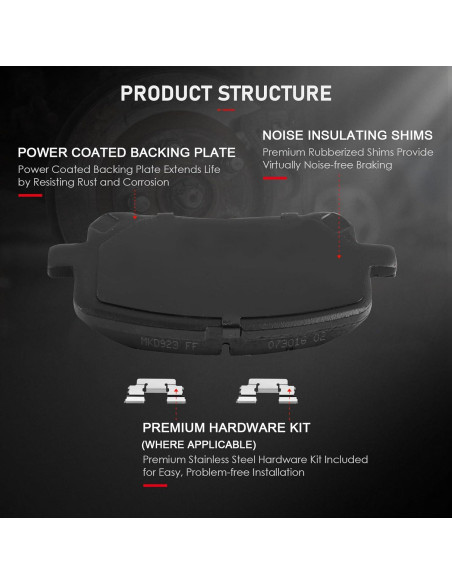 Pastillas de Freno Cerámicas Delanteras cciyu D923 - 4 Pcs
