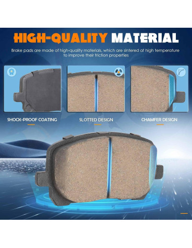 4 Pastillas de Freno Semimetálicas TadaMark para Toyota y Pontiac