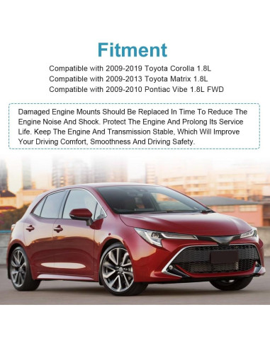 Montaje de Motor Frontal Derecho JDMON para Toyota Corolla 1.8L