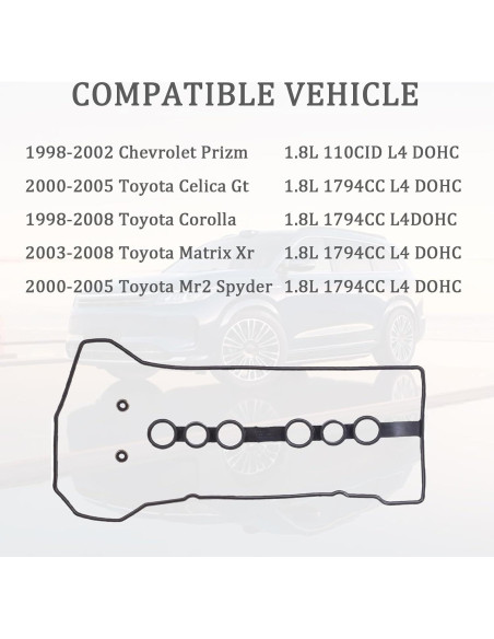 Juego de Junta de Tapa de Válvula VS50542R para Toyota y Chevrolet