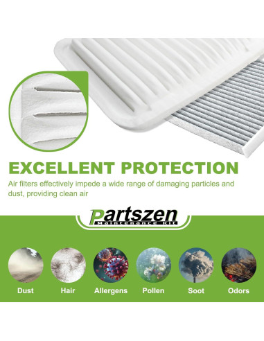 Filtro de Aire Motor y Cabina PartsZen para Toyota 2006-2019
