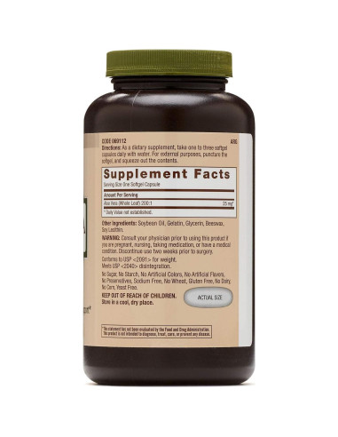 Cápsulas de Gel Suave de Aloe Vera GNC 180 Unidades 25 mg