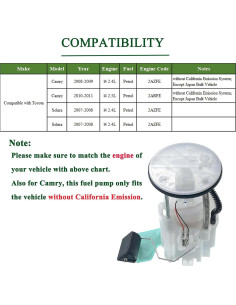 Bomba de Combustible Eléctrica YHTAUTO para Toyota Camry 2008-2011 2
