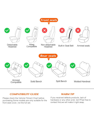 Funda de Asiento de Coche KEYOOG Universal Rojo 2 Asientos