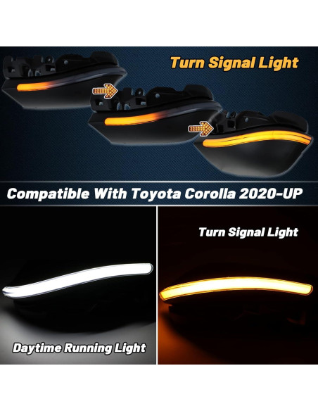 Espejo Retrovisor Lateral LED Dinámico GEEGEETOP Toyota Corolla 2019-2022