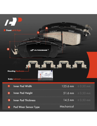 Juego de Pastillas de Freno Cerámicas A-Premium para Toyota Yaris 2019-2020