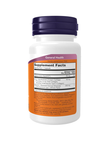 Suplemento de colágeno tipo II NOW Foods 60 cápsulas vegetales