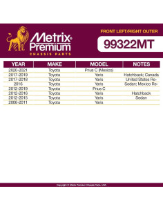Kit de extremos de barra de dirección Metrix para Toyota 2