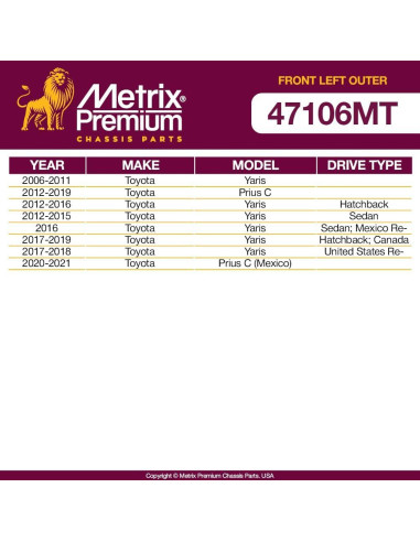 Extremo de Varilla de Dirección Delantero Izquierdo Metrix para Toyota