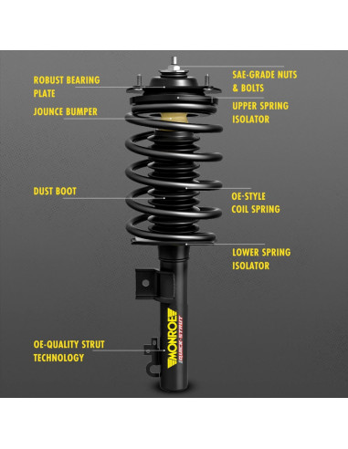 Amortiguador y Resorte Monroe Quick-Strut 172991R Toyota Corolla 2014-2019