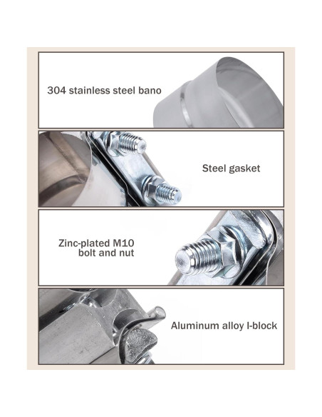 Abrazadera de escape acero inoxidable 6 tamaños bylikeho