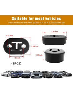 Soporte de Goma para Escape de Coche Ohleats 2 PCS 12mm 2