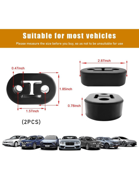 Soporte de Goma para Escape de Coche Ohleats 2 PCS 12mm