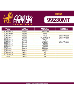 Kit de enlace estabilizador frontal Metrix para Toyota y Lexus 2