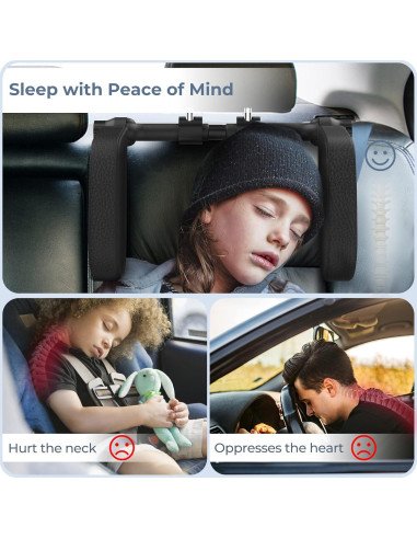 Almohada Ajustable Yoocaa para Reposacabezas de Coche - Negro