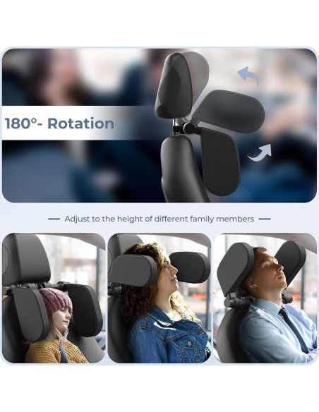 Almohada Ajustable Yoocaa para Reposacabezas de Coche - Negro