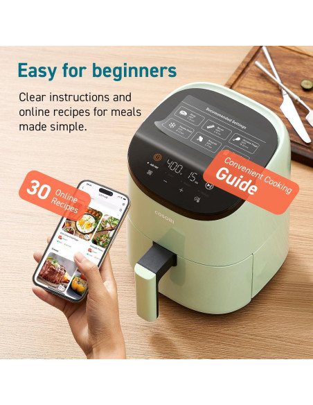 Freidora de Aire COSORI 2.1 Qt Verde, 4 Funciones, Apta Lavavajillas