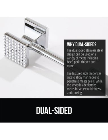 Aplastador de Carne Doble Lado GORILLA GRIP, 0.25 kg, Negro