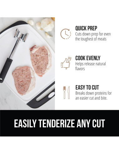 Aplastador de Carne Doble Lado GORILLA GRIP, 0.25 kg, Negro