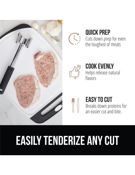 Aplastador de Carne Doble Lado GORILLA GRIP, 0.25 kg, Negro