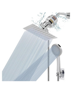 Cabezal de Ducha Filtrado NearMoon 8" Cuadrado Alta Presión