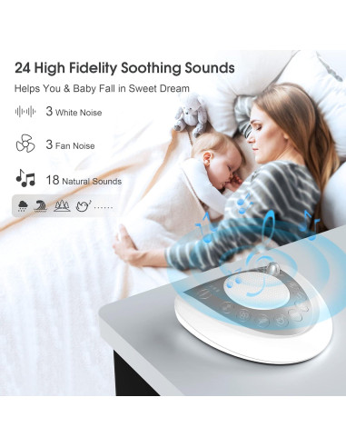 Máquina de Ruido Blanco Mesqool con 24 Sonidos Relajantes