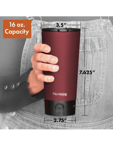 Taza de viaje autocalentable Nextmug Go 473 ml Burdeos