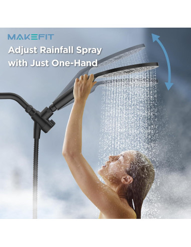 Cabezal de Ducha Doble Filtrado MakeFit 8" Negro Mate