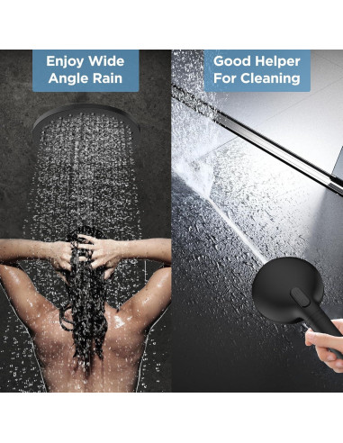Cabezal de Ducha Doble Filtrado MakeFit 8" Negro Mate