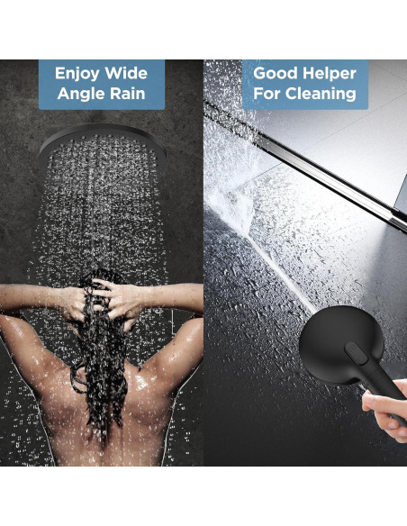 Cabezal de Ducha Doble Filtrado MakeFit 8" Negro Mate