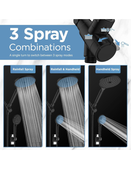 Cabezal de Ducha Doble Filtrado MakeFit 8" Negro Mate