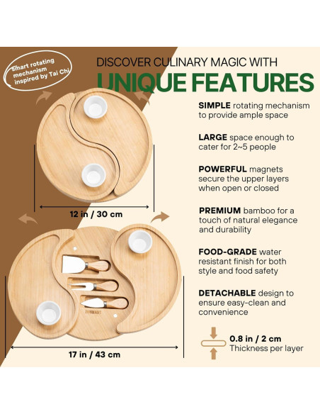 Tablero de Charcutería ZMARKRAFT Doble Capa 30.48 cm Beige